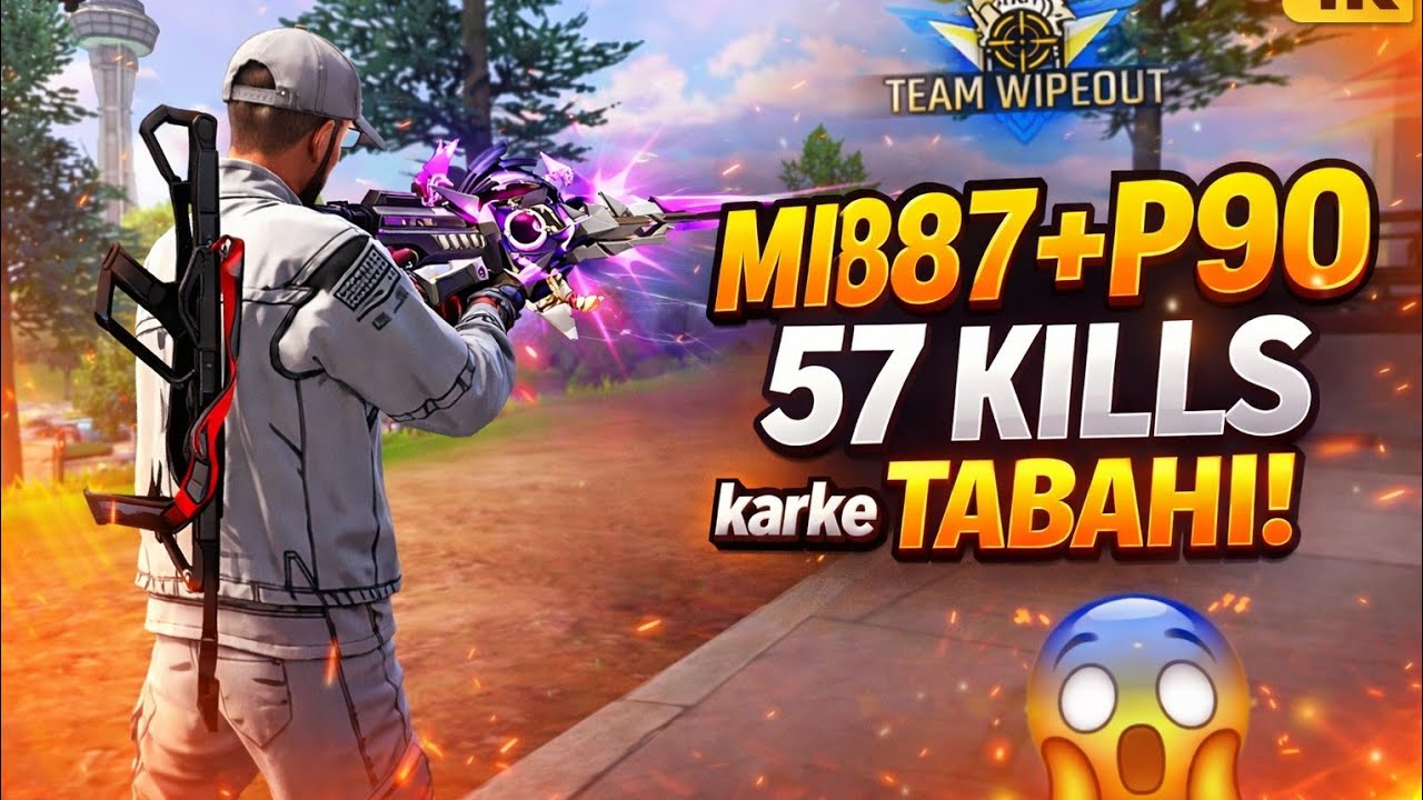 MI887 + P90 = 57 KILLS 😱 | Solo Tabahi Gameplay | Full Squad Wipeout