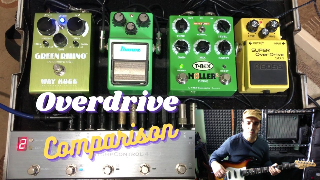 WAY HUGE Green Rhino MkIV, T-REX Moller 2, IBANEZ TS9, BOSS SD-1 - OVERDRIVE Pedal COMPARISON