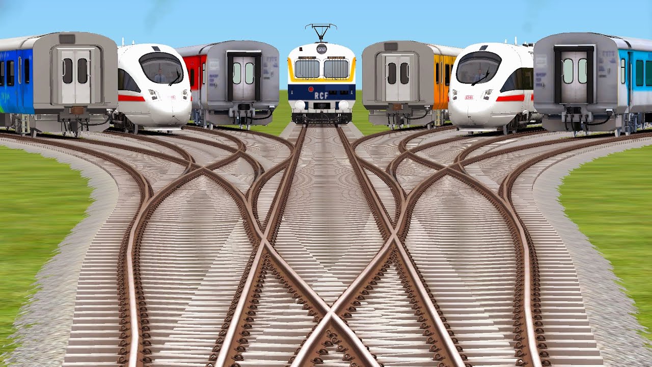 Indian Railways High Speed Train Crossing | By Daimond Branched Bumpy Railroad Tracks | train games