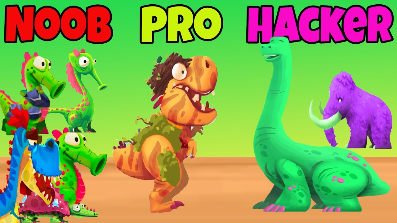 Dino bash - НУБ против ПРО против ХАКЕРА - 👠👖🤵💂️🥉️🎻