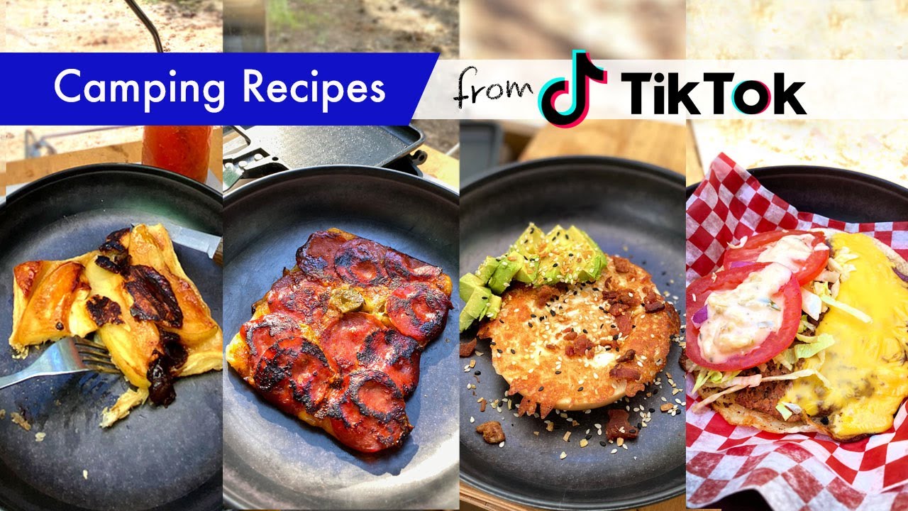 TikTok Camping Recipes: smashburger tacos, puff pastry pizza, cookie s'mores for pieiron & skillet