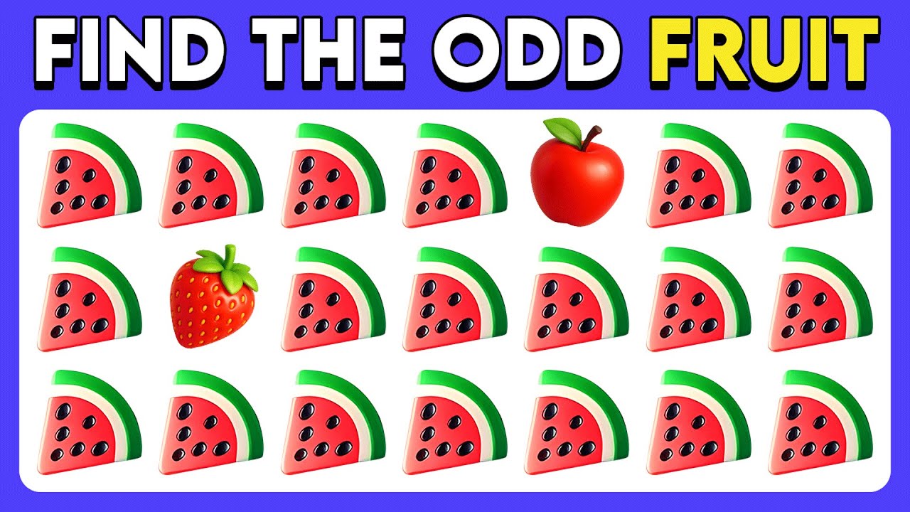 Find The Odd Emoji Out - Fruit Edition 🍌🍎 Emoji Quiz | Easy, Medium, Hard