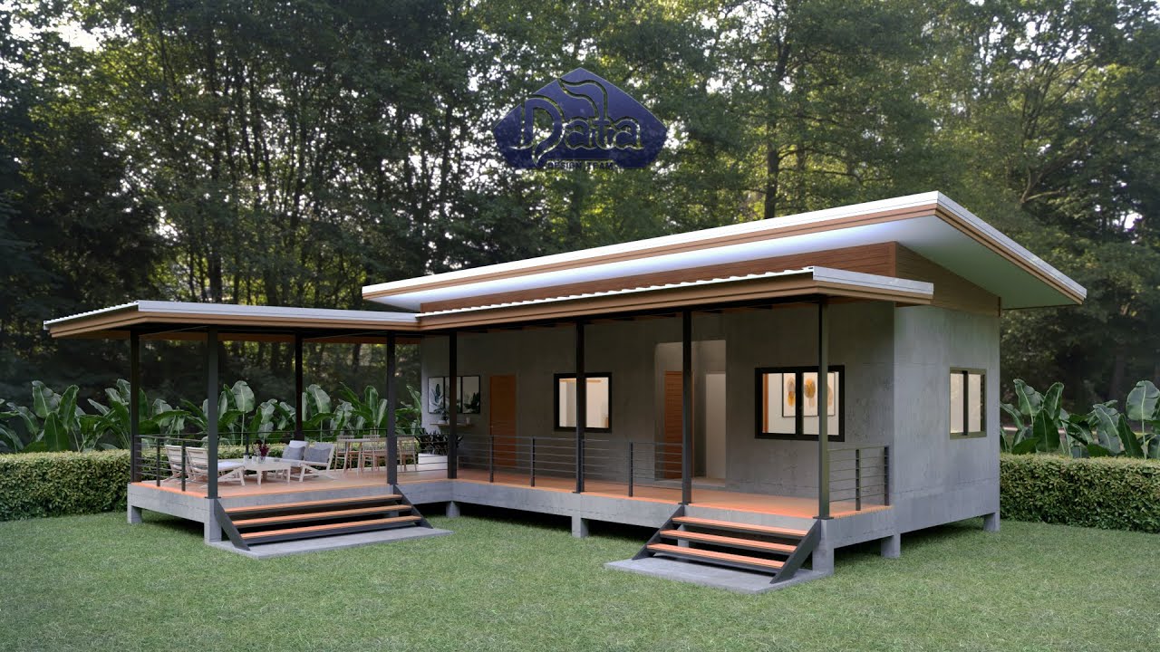 แบบบ้านชั้นเดียวยกพื้น สไตล์บ้านสวน พร้อมระเบียงพักผ่อน DATA'R-06