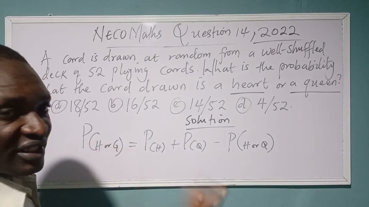 Think fast, No Calculator, NECO 2022 Maths. Heart or Queen. What is the probability. Can you?