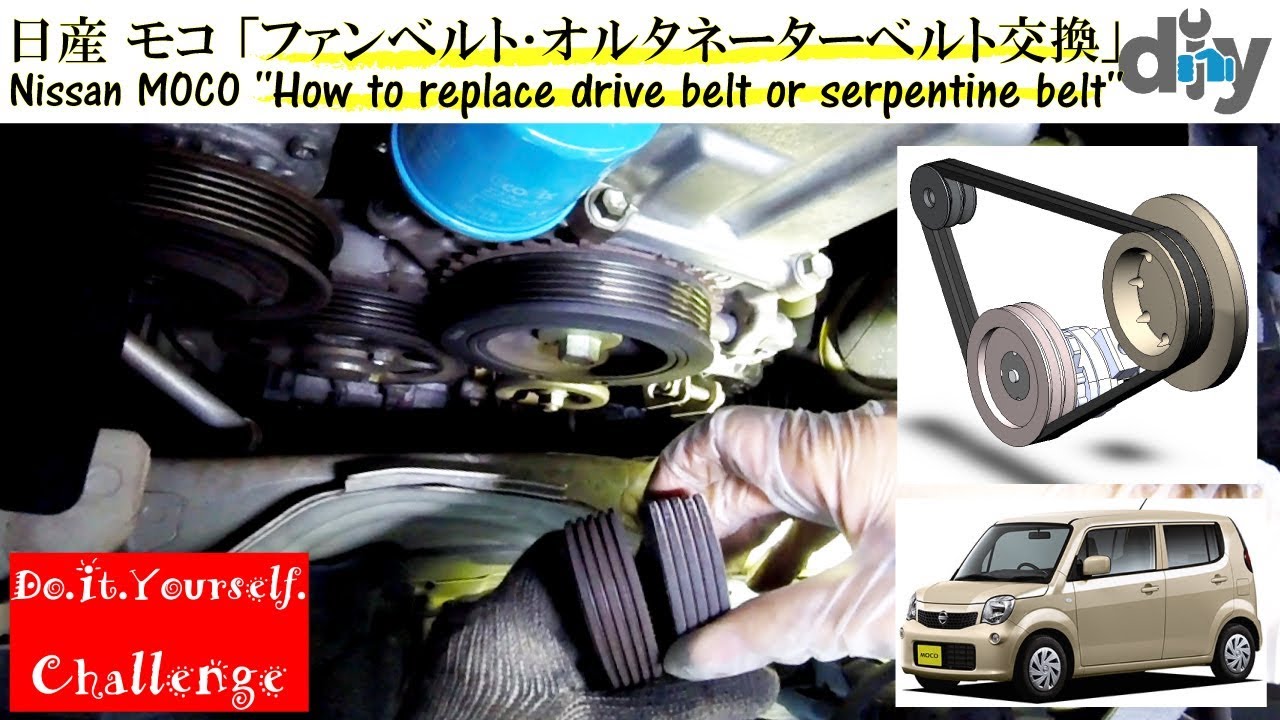 Nissan MOCO · Suzuki MR Wagon «Как заменить приводной ремень или змеевик» /D.I.Y. Вызов