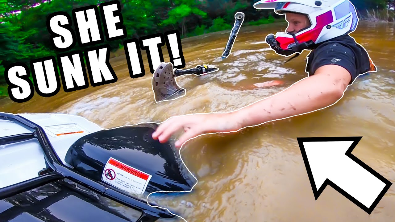 GIRLFRIEND TAKES FOUR-WHEELER THROUGH POND!