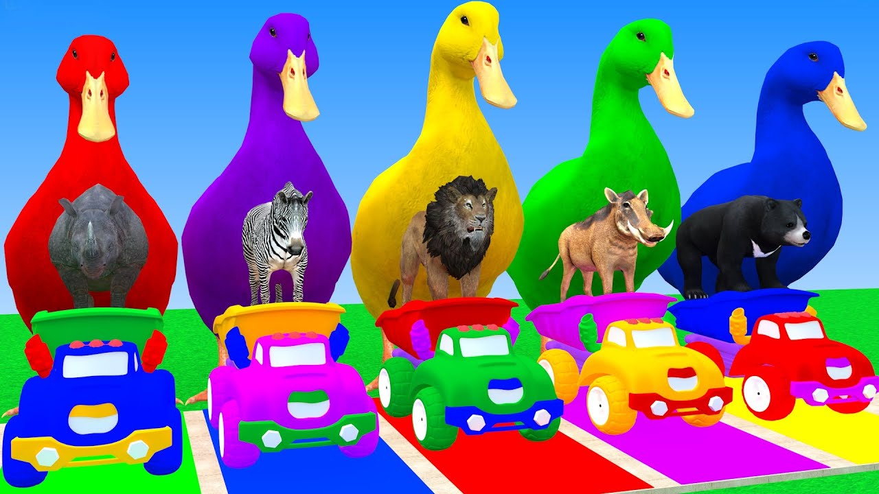Long Slide Game With Cow Elephant Gorilla Hippopotamus Tiger 3d Animal Game Funny 3d Animals