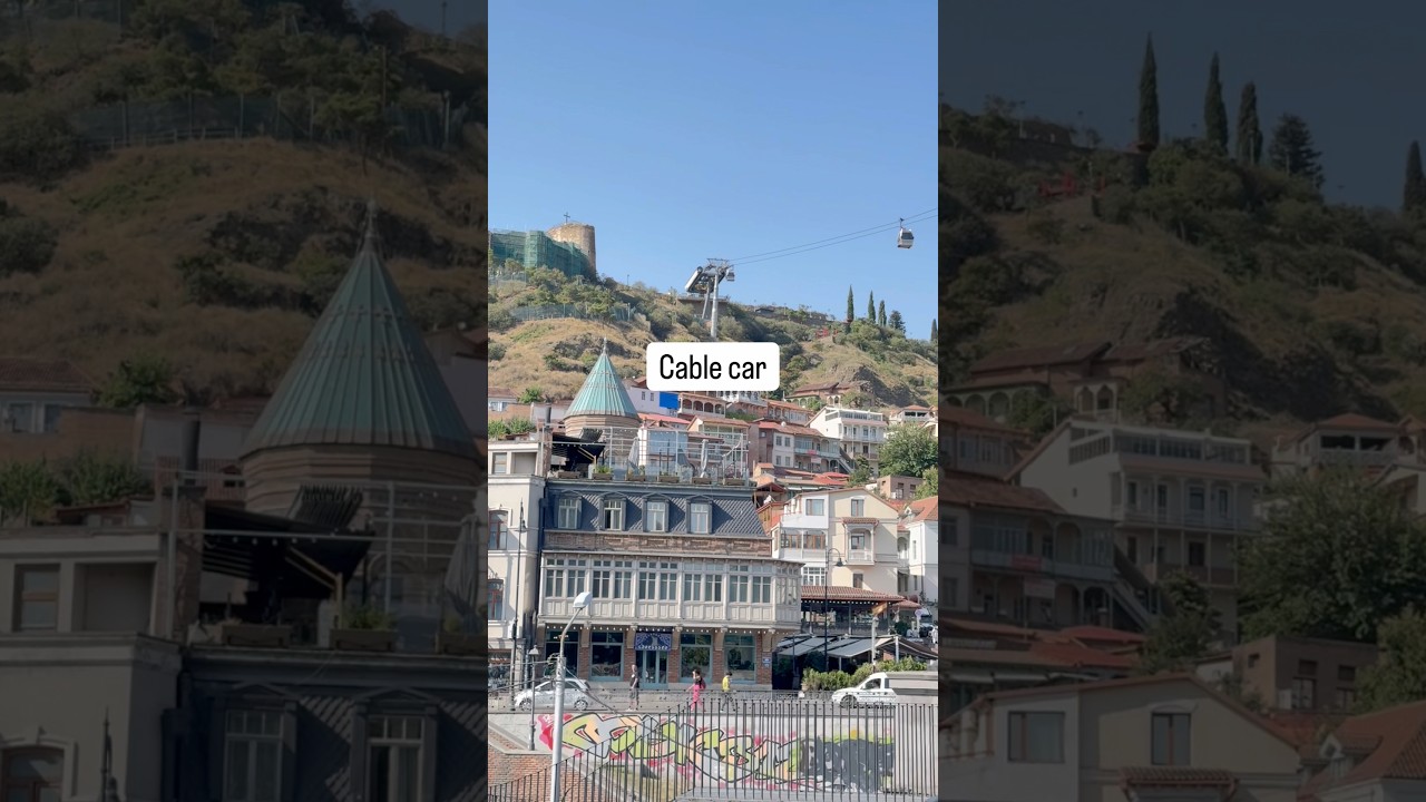 Tbilisi panorama: Metekhi church, Mtkvari River, Narikala Fortress, Mother of Georgia statue