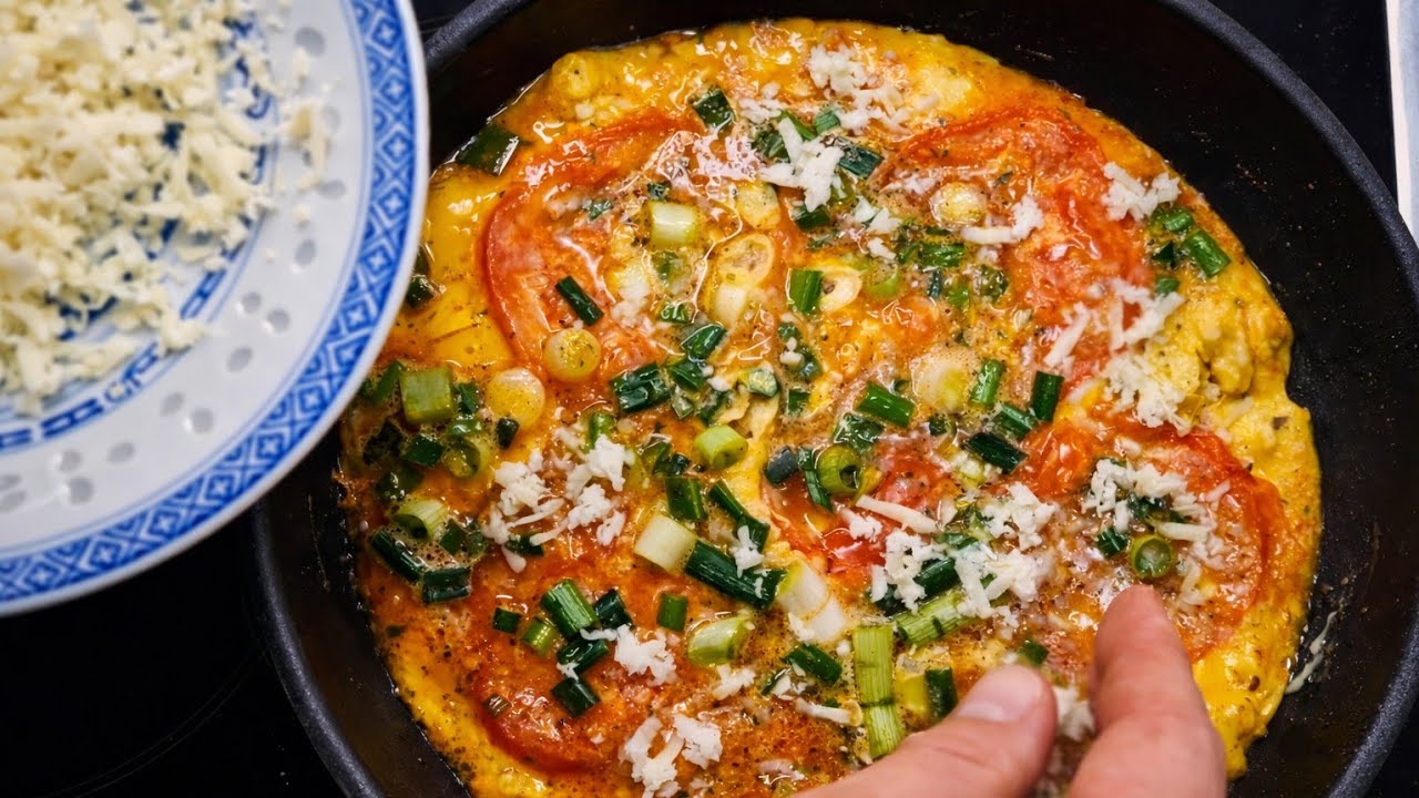 Eier, Tomaten, Käse & Frühlingszwiebeln | In 5 Minuten fertig 🍳