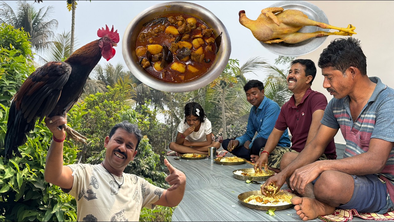 দেশি মুরগির লাল লাল ঝোল দিয়ে দুপুর বেলায় সবাই মিলে জমিয়ে খাওয়া-দাওয়া ||