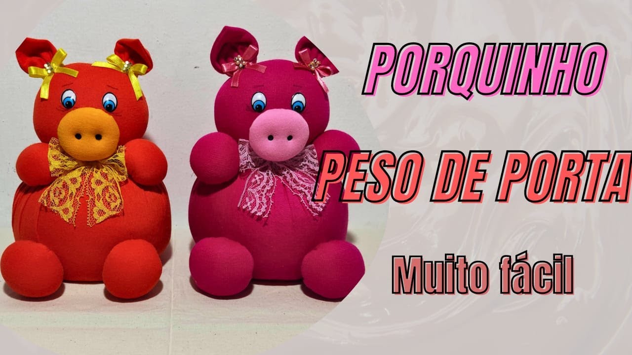 Porquinha peso de porta feita com fuxico faça vc mesmo é prática