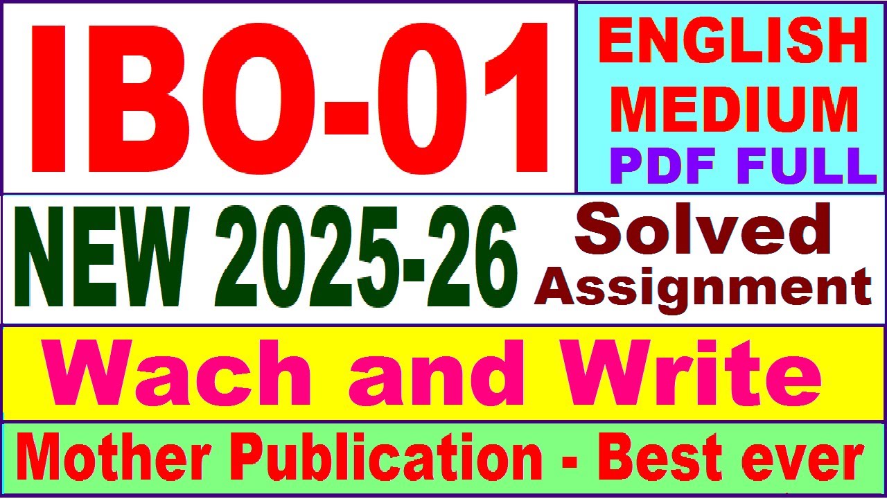 IBO 01 solved assignment 2025-26 in English || ibo 01 solved assignment 2026 || ignou ibo1