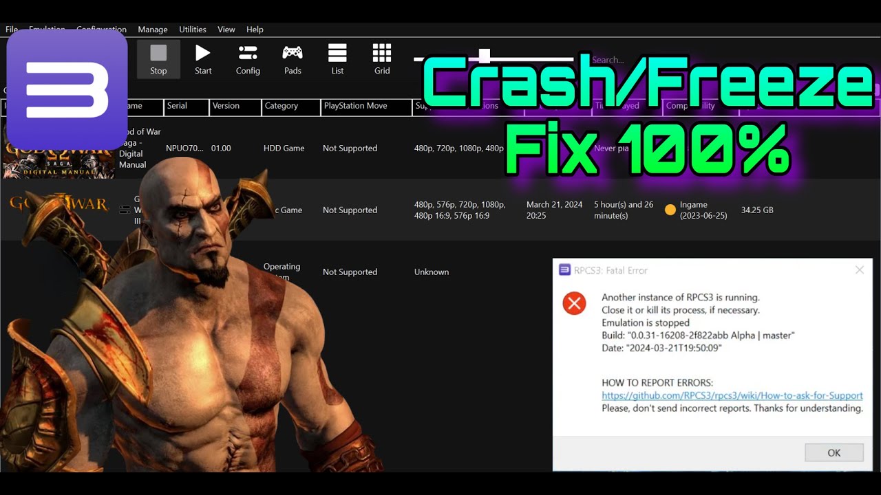 Игра RPCS3 зависает || Исправление сбоя RPCS3 при запуске || Запущен другой экземпляр RPCS3. Испр...