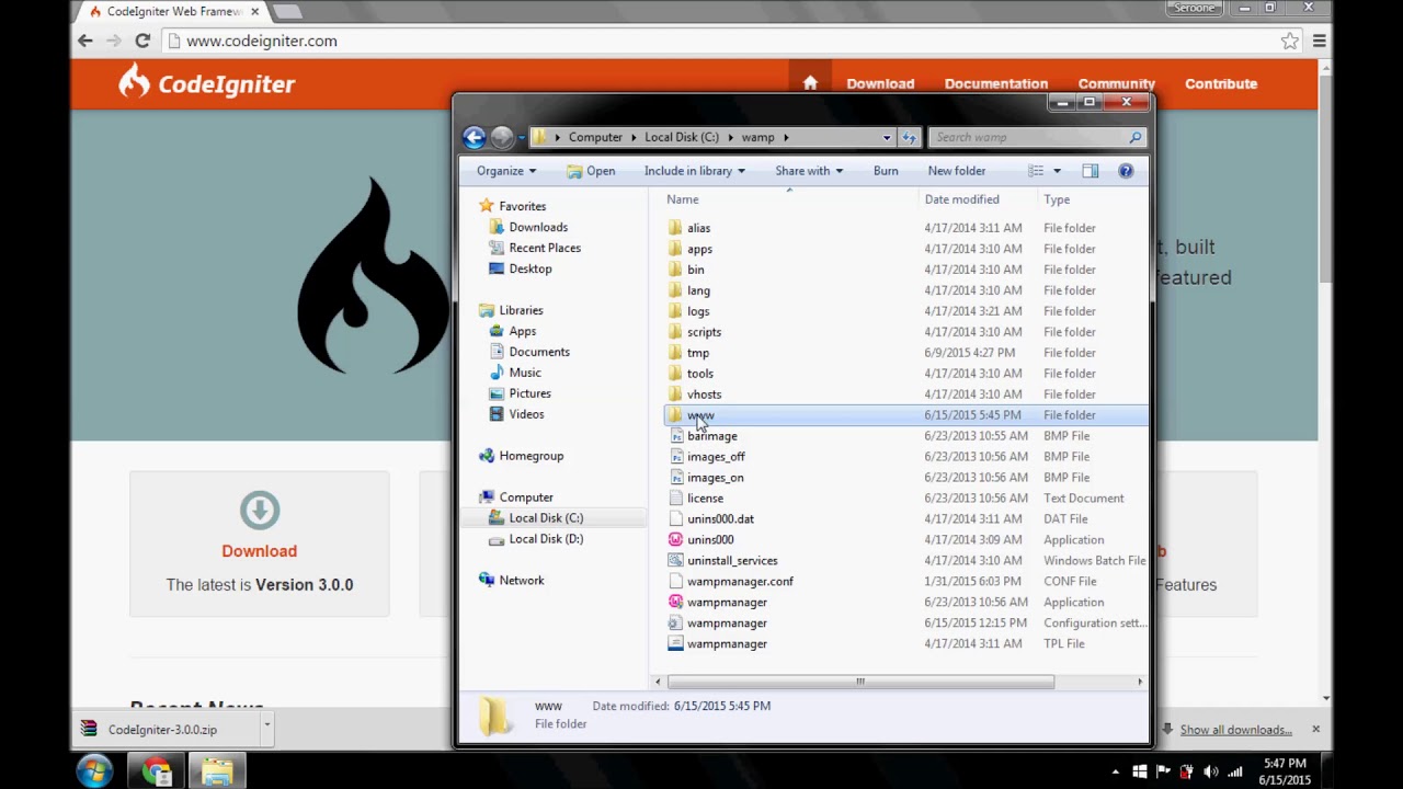 Codeigniter Tutorial - Installing Codeigniter in Wamp Server