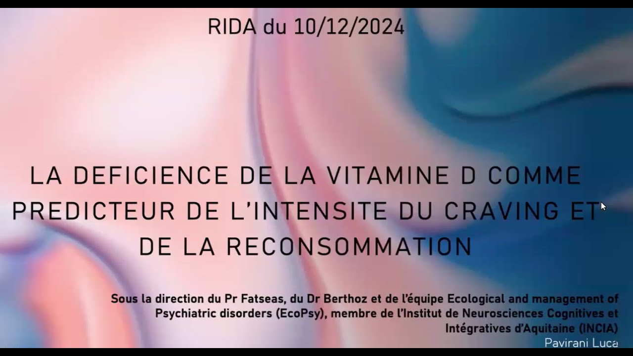 La déficience de la vitamine D comme prédicteur de l'intensité du craving et de la reconsommation