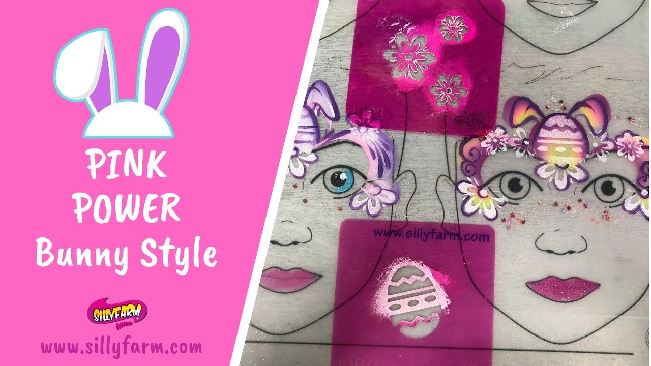 Easter Egg Bunny Face Painting Idea using stencils