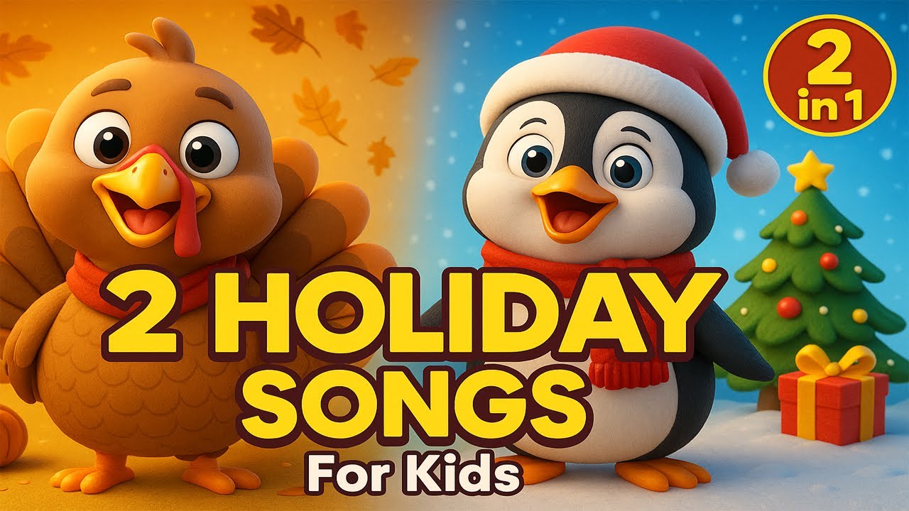 Thanksgiving & Christmas Songs for Kids 🦃🎄 | 2 Holiday Cartoon Songs in 1 Video
