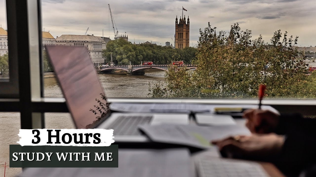 3 HOUR STUDY WITH ME  | Background noise, 10 min Break, No music, Study with Merve