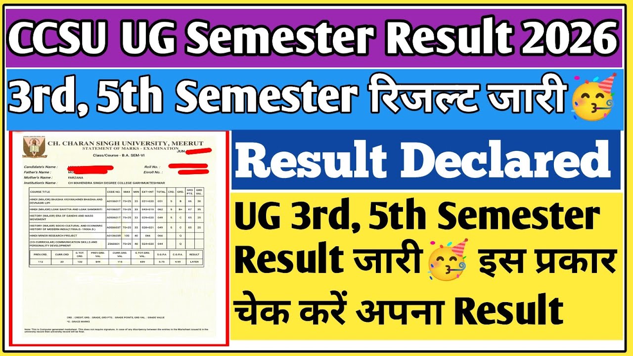 CCSU result news update today | CCSU 3rd sem result 2026 | CCSU result 2026 | CCSU result update