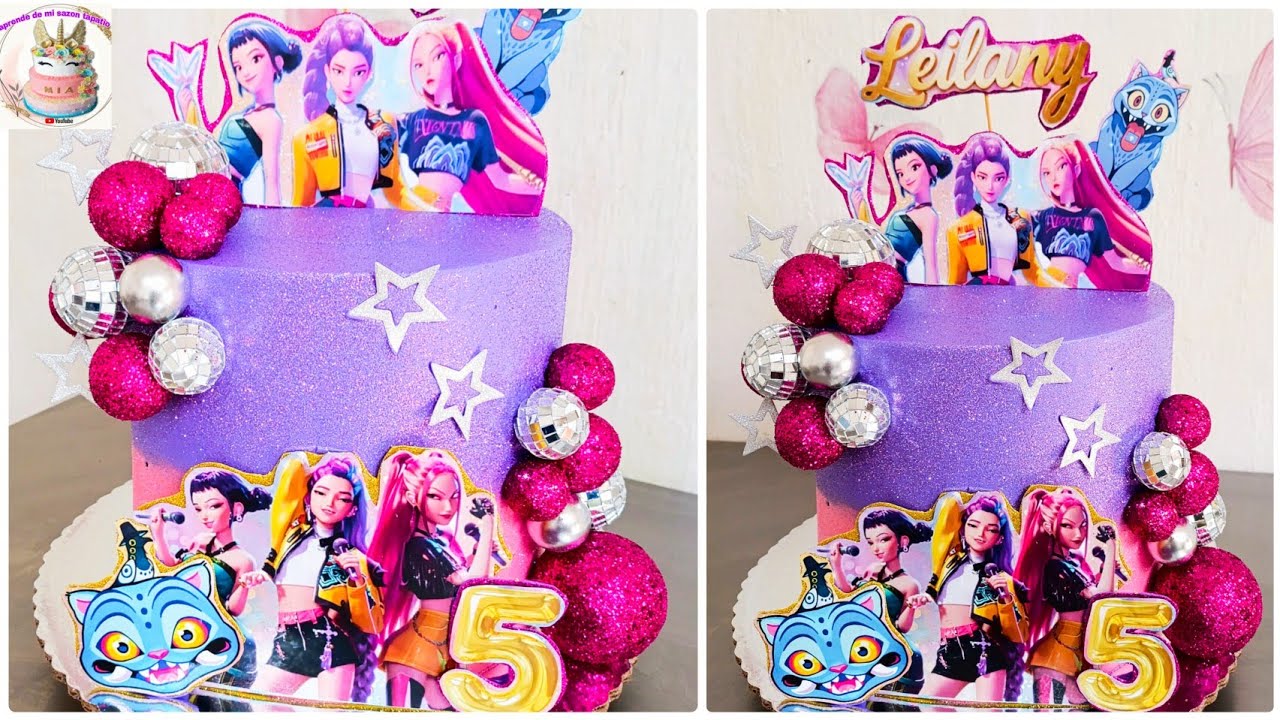 pastel de Guerreras K-Pop ✨ Decoración de pastel en vivo paso a paso #cakes #pastel #envivo