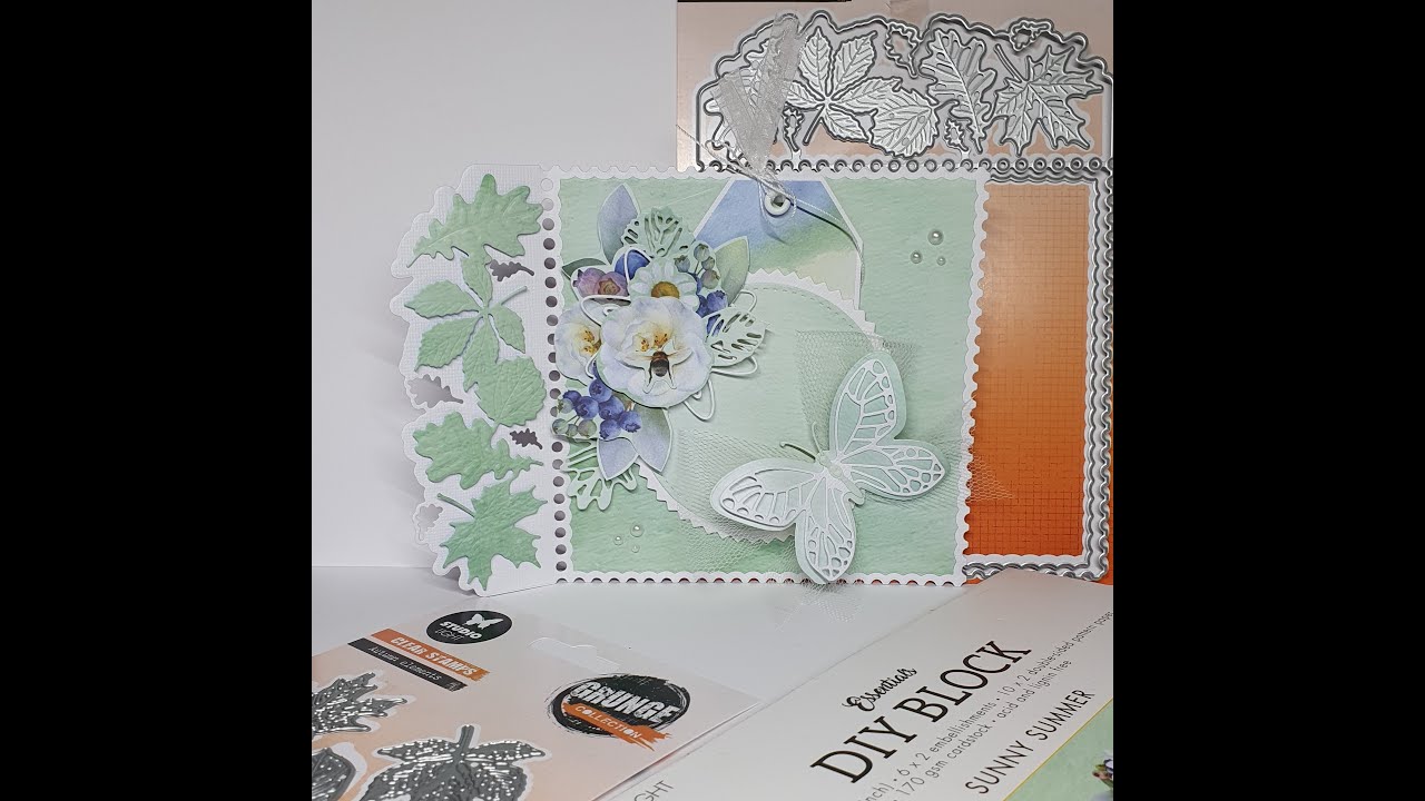 Bloemenkaart met de grunge stans SL-GR-CD532 van Studiolight