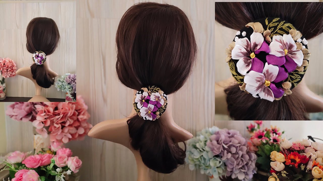 Embroidered Hair Tie - Pansy Flower Embroidered Hair Accessories - Product To Sell - Gift Idea