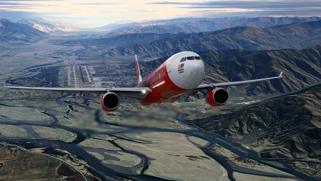 X-Plane 12: Default Airbus A330 Asiana Departing from Lhasa ZULS with XPME Ortho + Custom Scenery