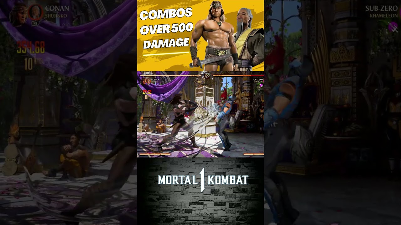 MK1 Conan Shujinko Combos Over 500 Damage vs Li Mei Sub Zero Johnny Cage & Reptile 