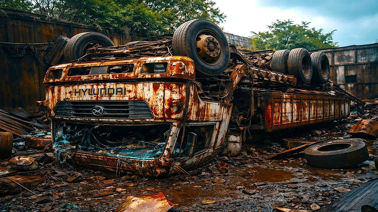 Hyundai Overturned Truck Restoration &ndash; Severe Crash Damage, Years Abandoned, Full Extreme Rebuild 🔥