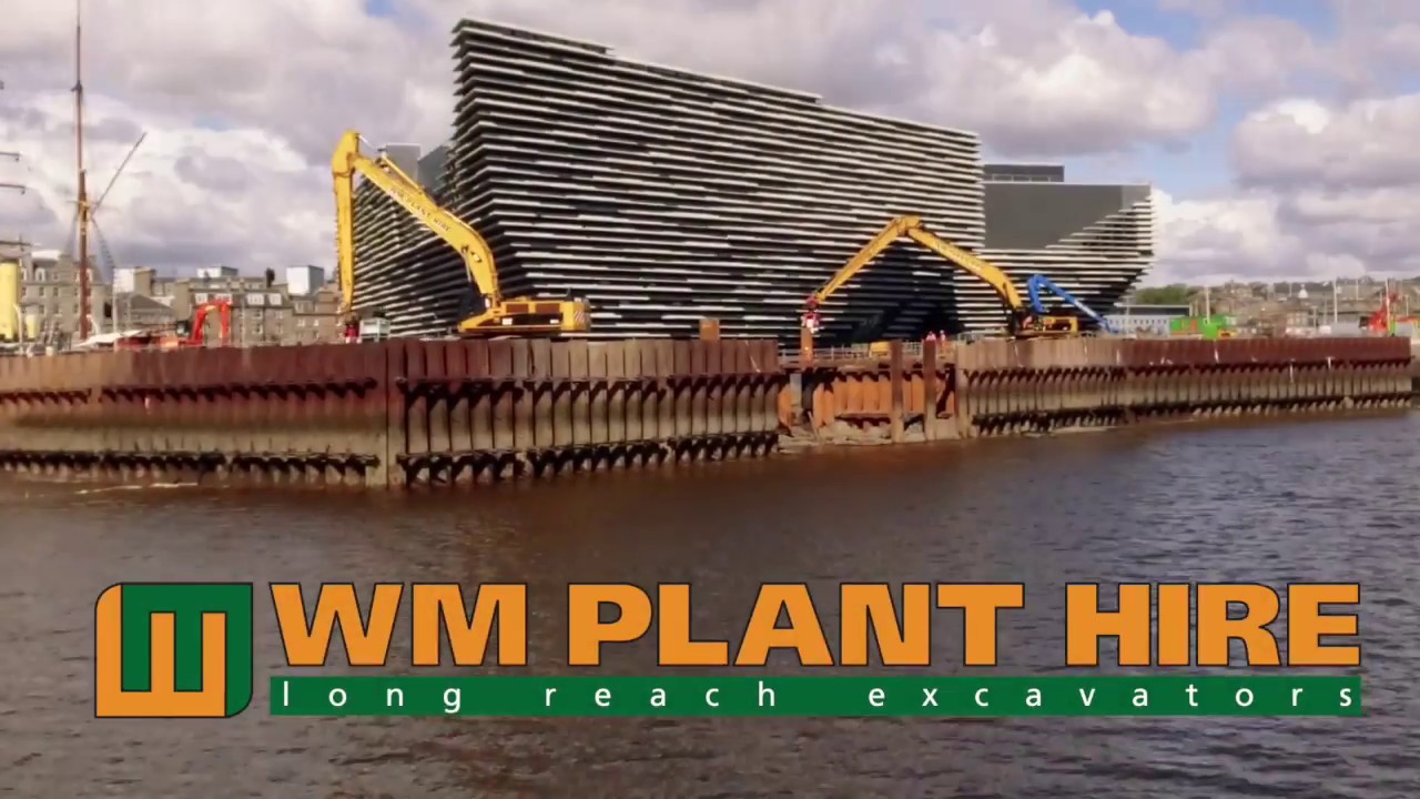 Long reach machines on marine works at V&A Dundee