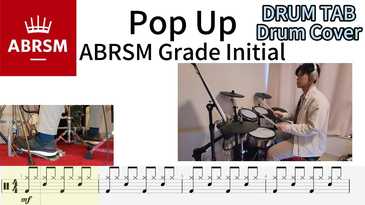 Pop Up - ABRSM Grade Initial A2 2024 Syllabus Drum Cover with Tab