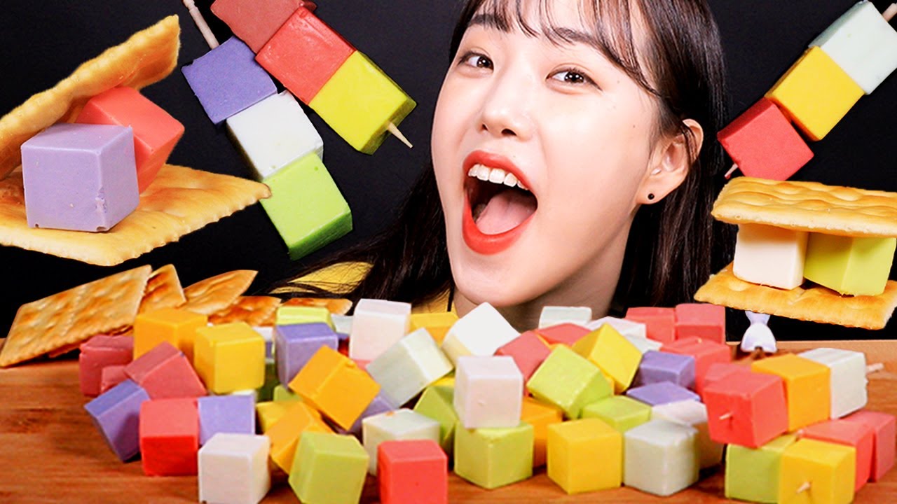 알록달록 레인보우큐브 과일치즈 먹방 Rainbow Cube Cheese Mukbang モッパン