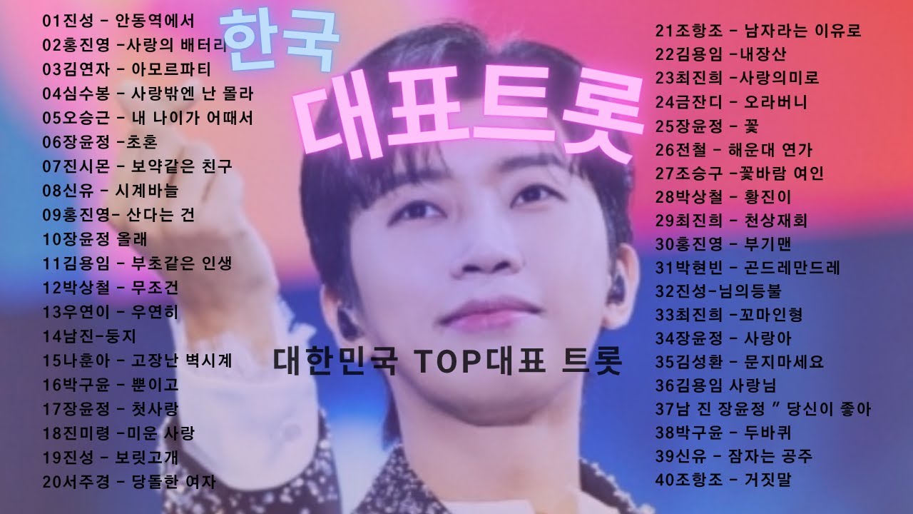 Ep1)노래방 트로트 인기곡 총망라! 2시간 연속 듣기 🎵정통트롯~ 청춘트롯 노래방 최고 선택 진성 홍진영 장윤정 김연자 진시몬 박상철 남진 나훈아 박윤구 신유 최진