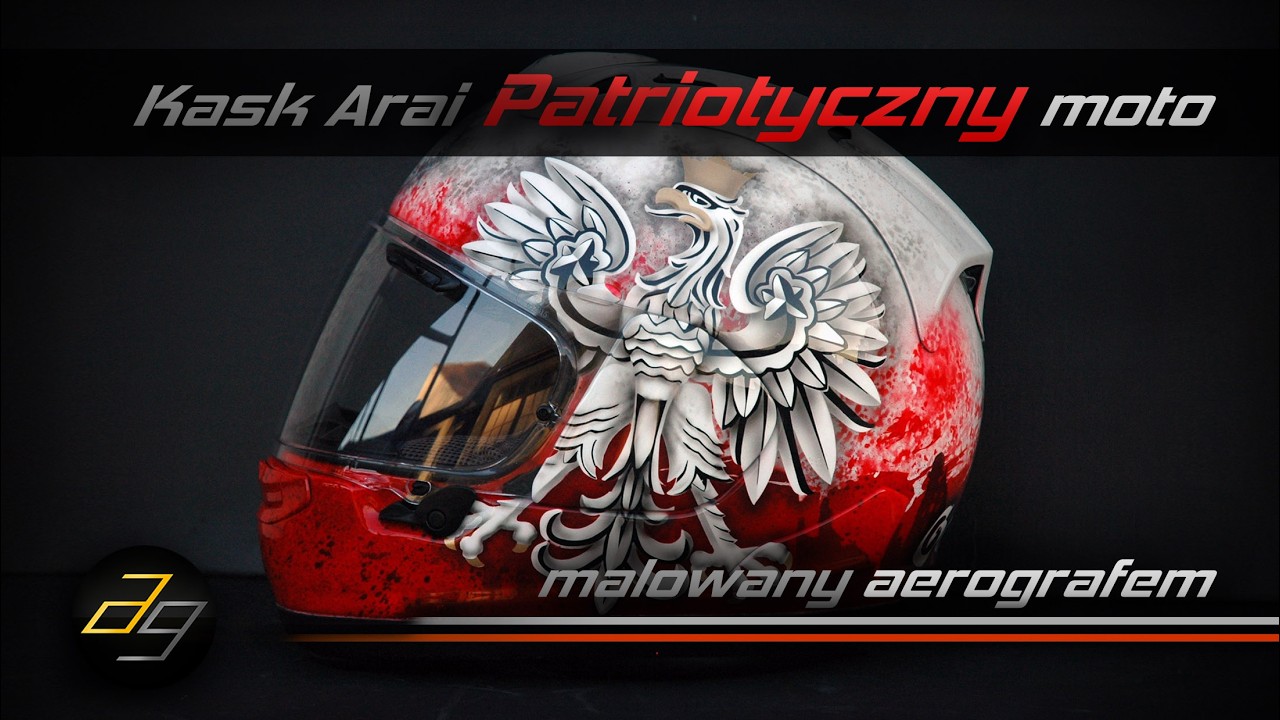 Kask patriotyczny Arai RX-7V motocyklowy - malowany aerografem (airbrush)