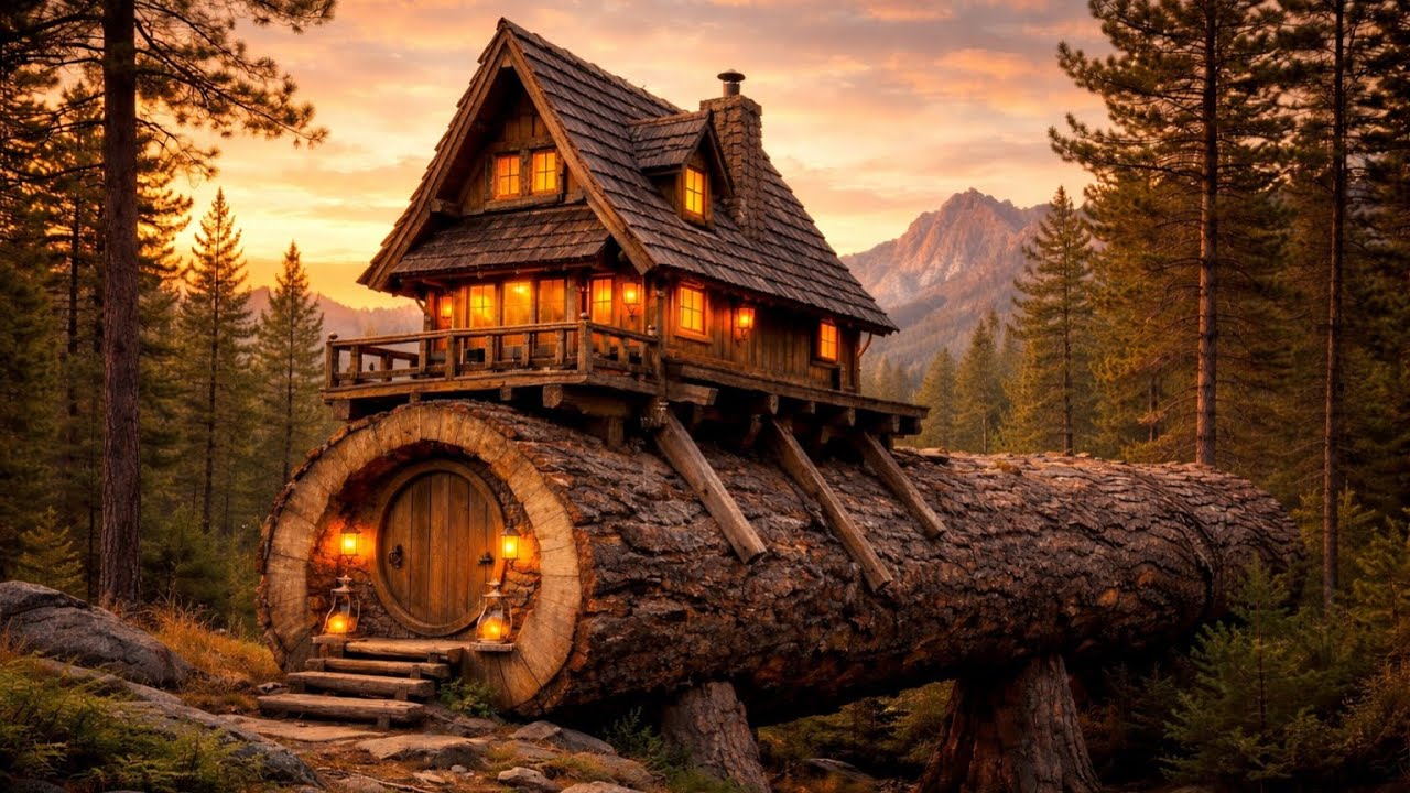 200 Days Man Builds Beautiful Wooden Cabin in the Forest | From Start to Finish.