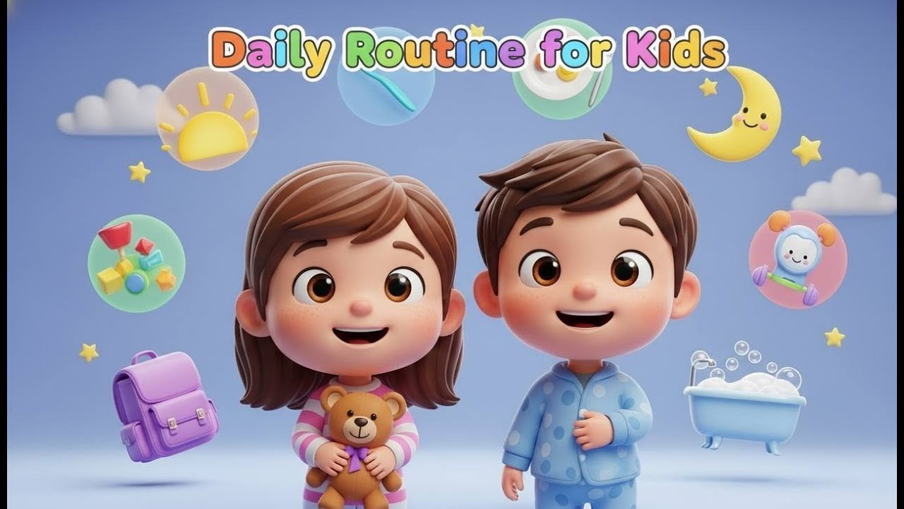 Daily Routine for Kids 🌞🌈 |  Morning to Night Learning Song🌙