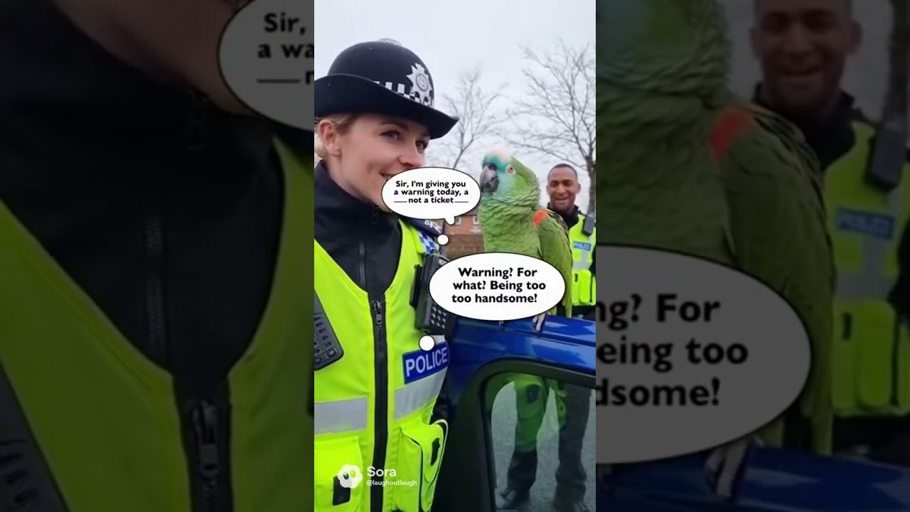 Parrot Paco Flirts With Police Officer P5 
