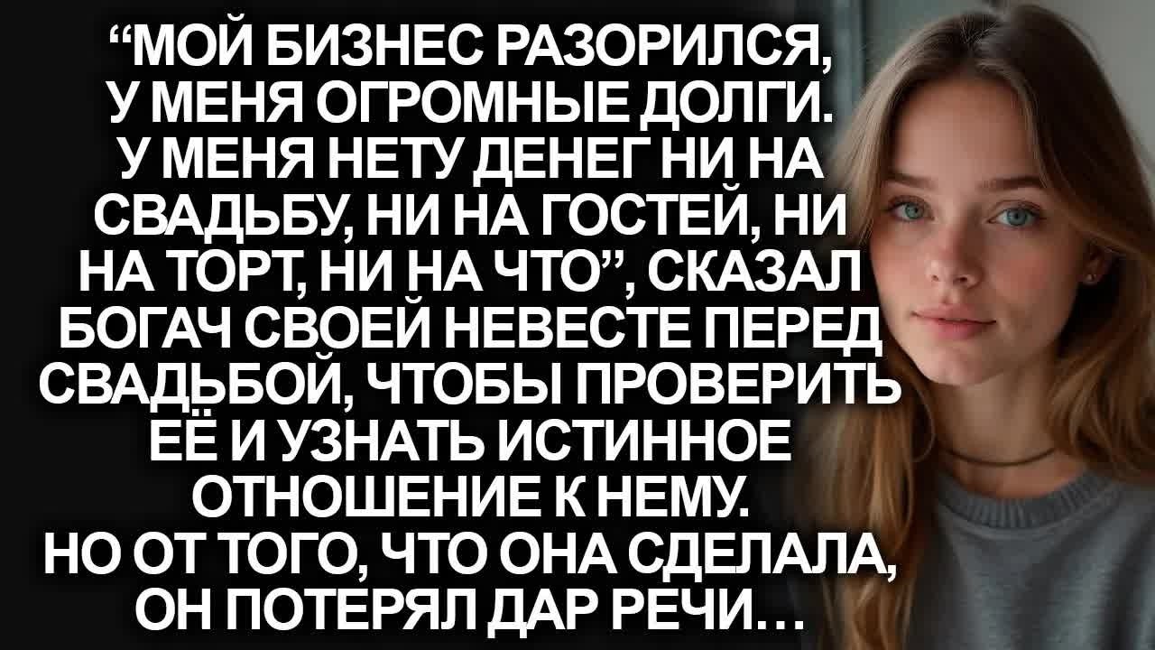 “Мой бизнес разорился, у меня огромные долги. У меня нету денег ни на что”, заявил богач невесте…