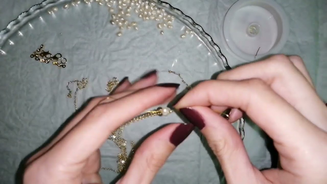 Təbii mirvaridən boyunbağı hazırlanması / Pearl necklace
