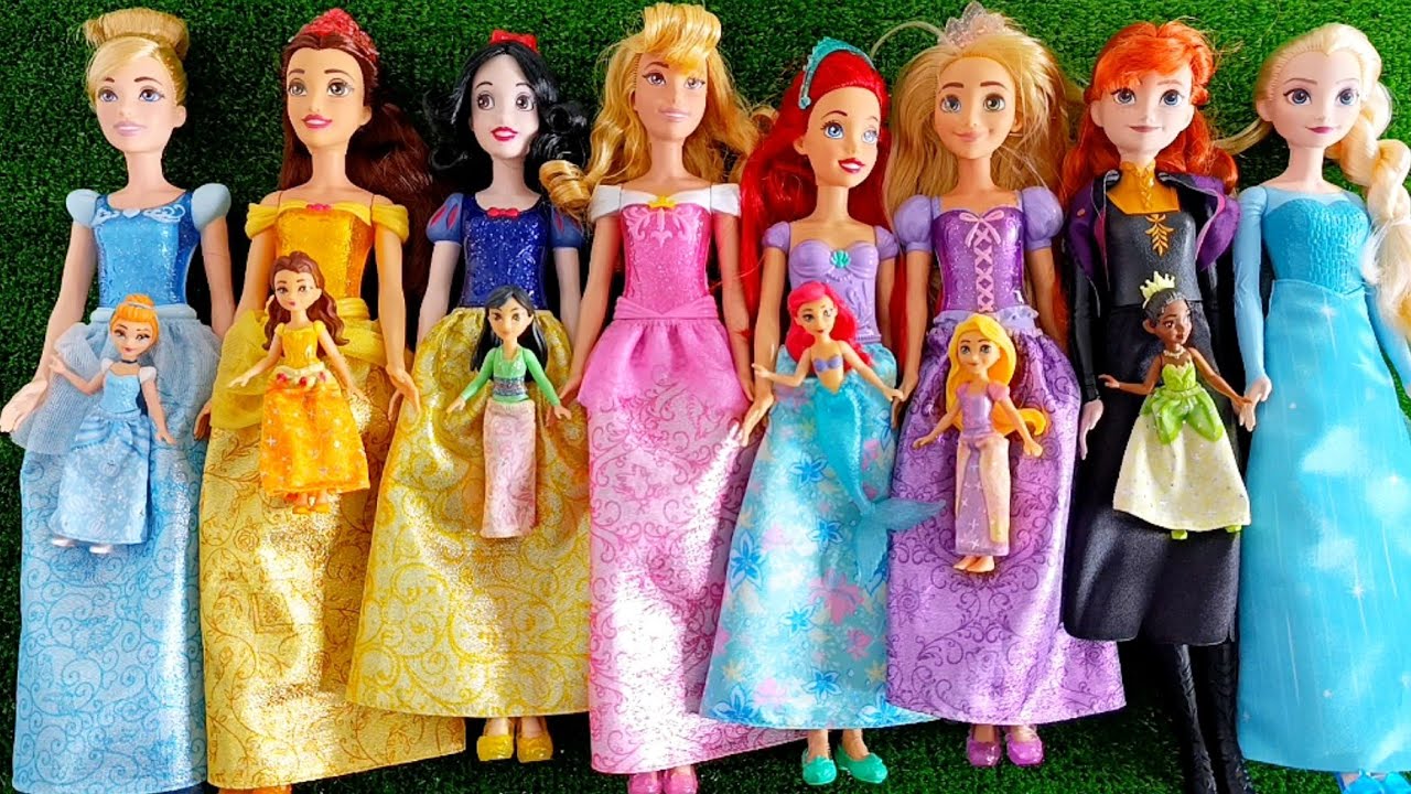 ASMR Most Popular Disney Princess Mattel Dolls   lots of colorful rainbow Dresses   unpacking toys