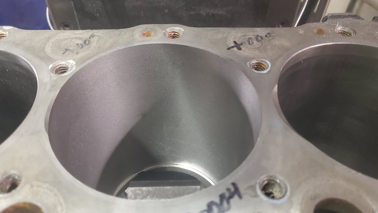 Boring 454 Chevy Block for Cylinder Sleeve Installation 