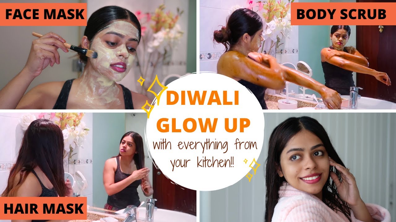 ✨ EASY DIWALI GLOW UP AT HOME ✨ HAIR MASK + FACE MASK + BODY SCRUB from your KITCHEN 💰 Kavya DSouza