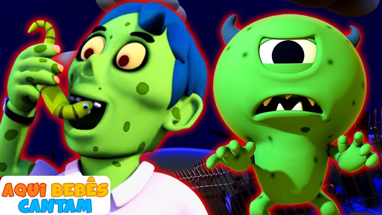 Zombie tinha um monstrinho | Canções de Halloween | Rimas Assustadoras | Aqui Bebês Cantam