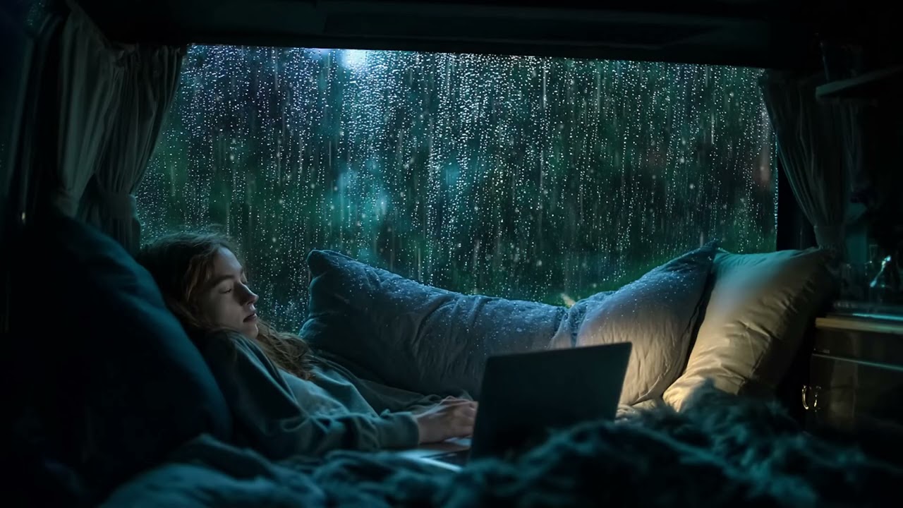 3 Hours Piano Rain Falling Outside Your Window 🌧️ Perfect Night for Healing Sleep