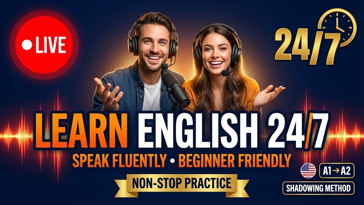 🔴 LIVE - Learn English Speaking 24/7 | Slow English Conversation Practice for Beginners | A1-A2