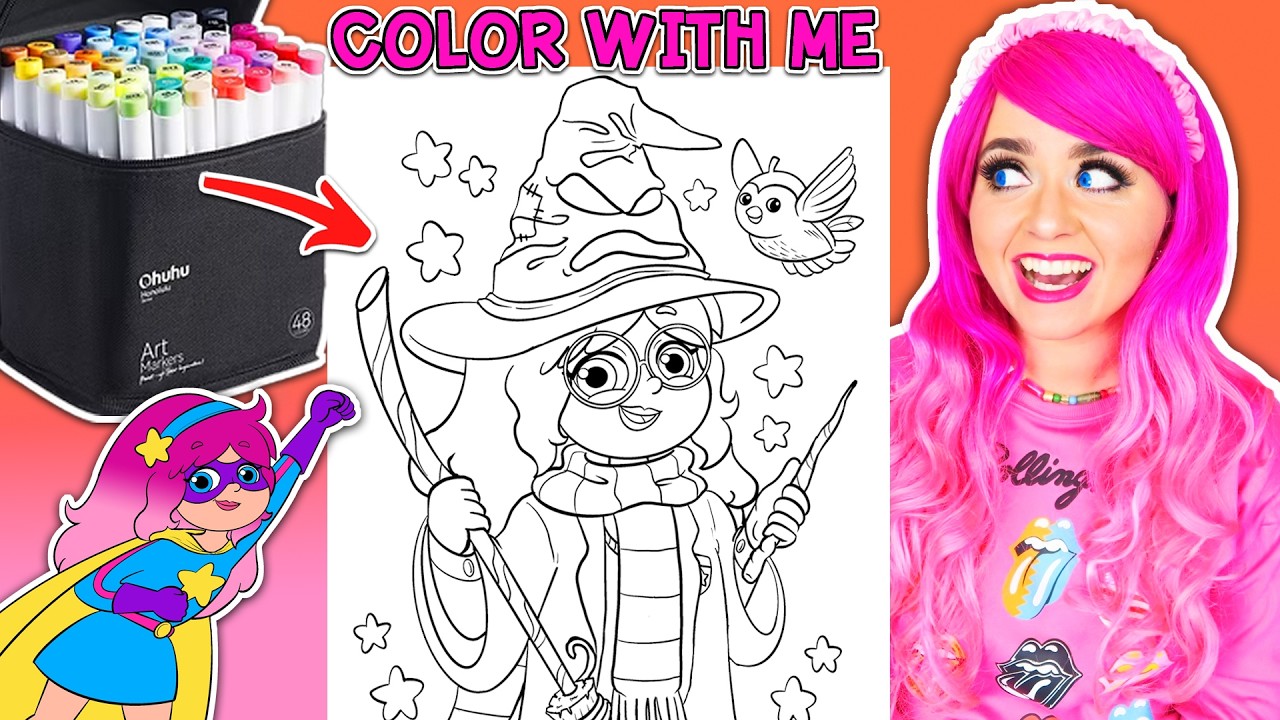 Let's Color Kimmi Harry Potter Wizard | Kimmi Let's Dress Up! Coloring Book | COLOR ALONG WITH KIMMI