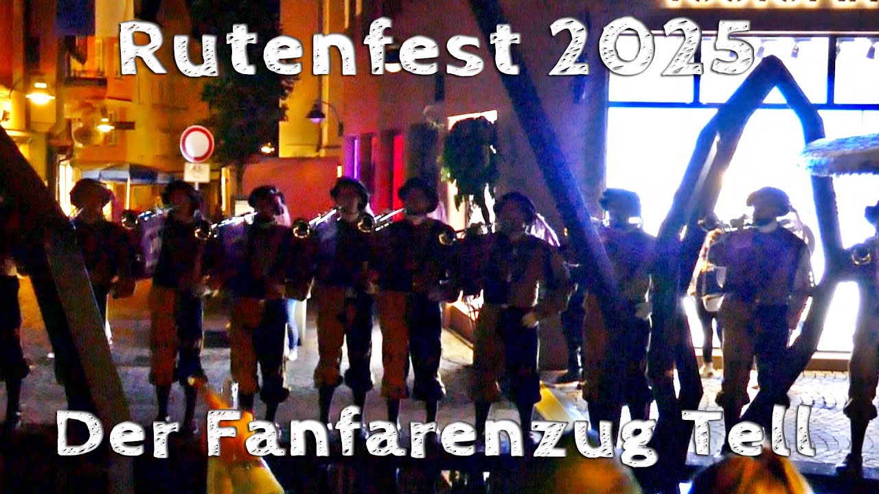 Rutenfest 2025 - Der Fanfarenzug Tell spielt am Frohen Auftakt am Schadbrunnen