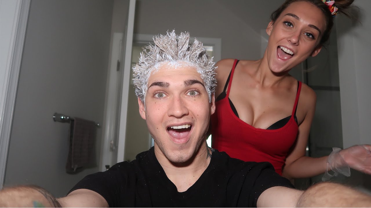 BLEACHING My Boyfriends Hair *RUINED HIS HAIR*