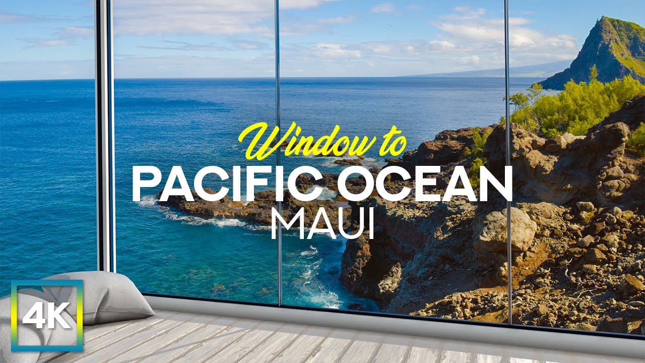 4K Stunning Rocky Shoreline - Virtual Window to Pacific Ocean Paradise of Maui Island, Hawaii
