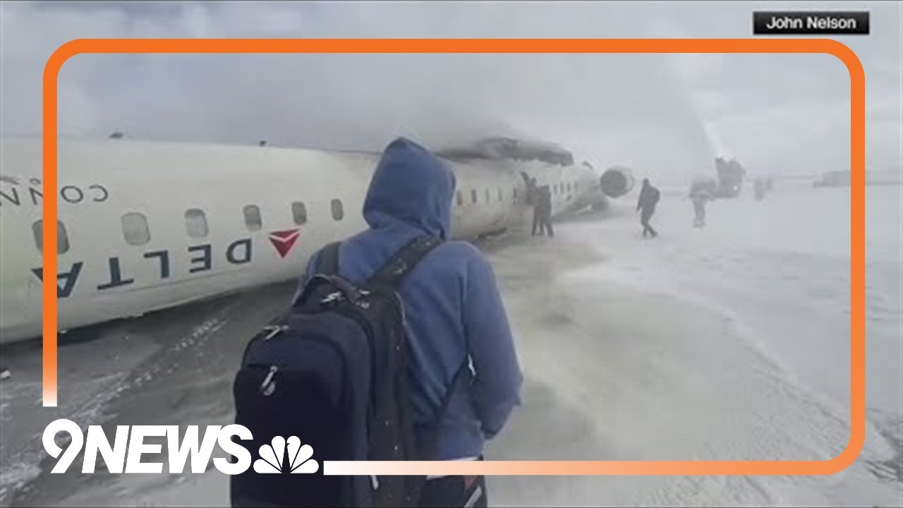 Delta flight crashes at Toronto Airport after landing, flips upside down
